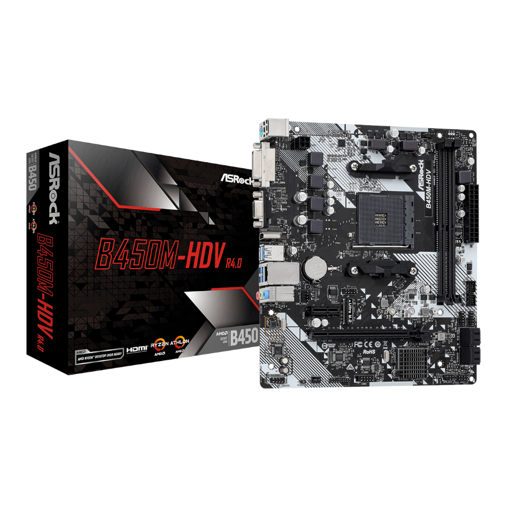 ASRock B450-HDV R4.0 AMD AM4 MATX Gaming Motherboard