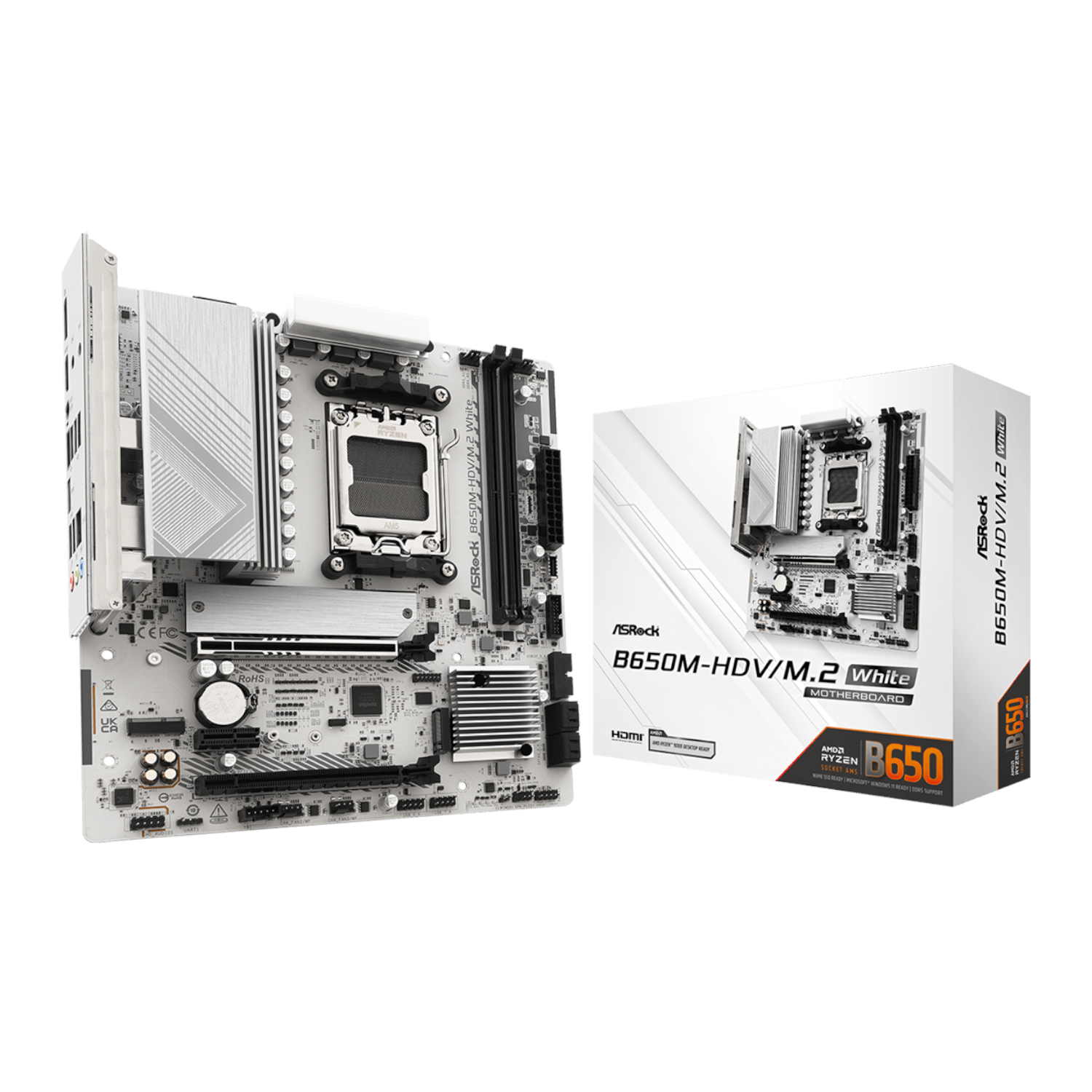 ASRock B650M-HDV/M.2 WH AMD AM5 MATX Gaming Motherboard