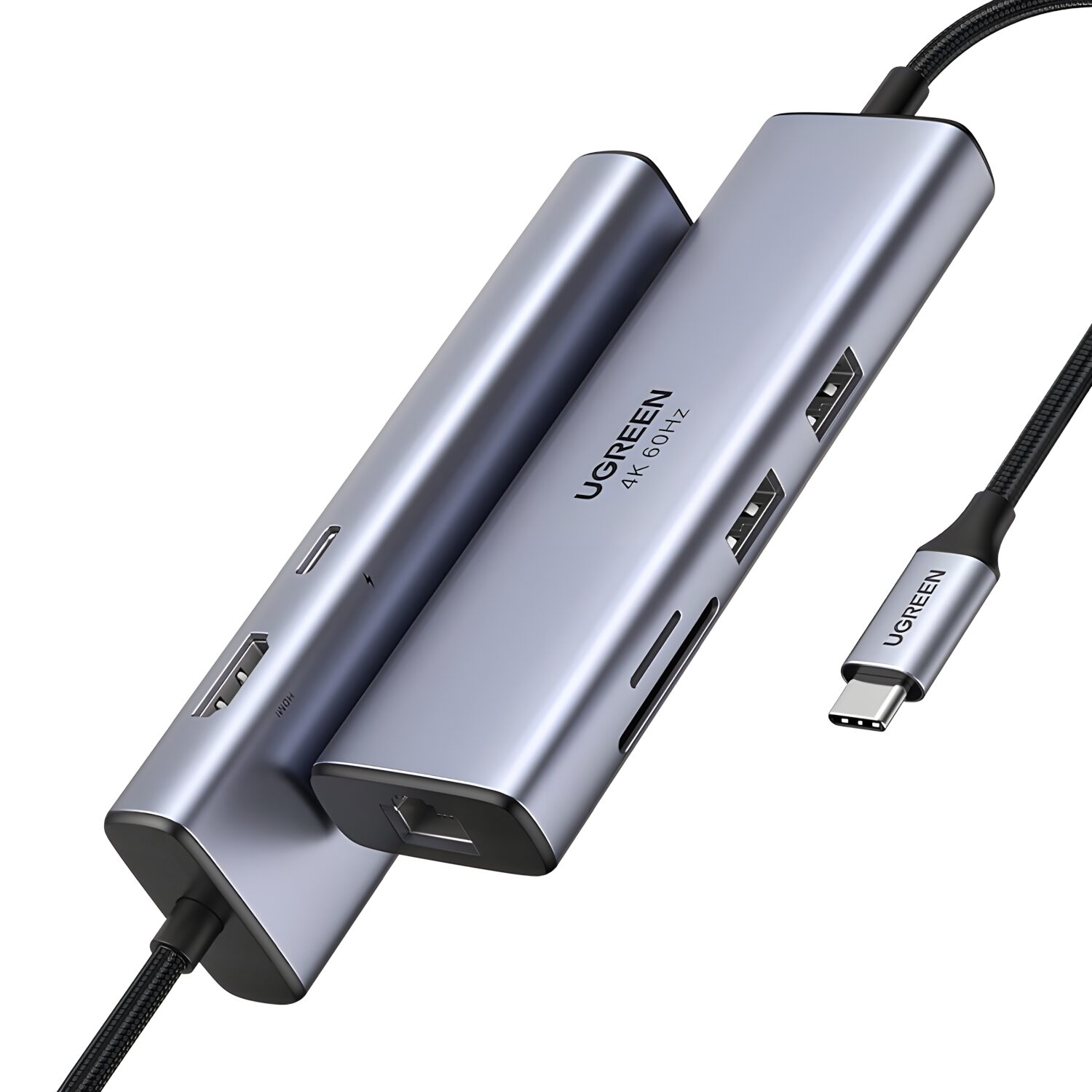 UGREEN USB-C to 2*USB3.0 + HDMI + RJ45 + SD&TF + PD Port Hub