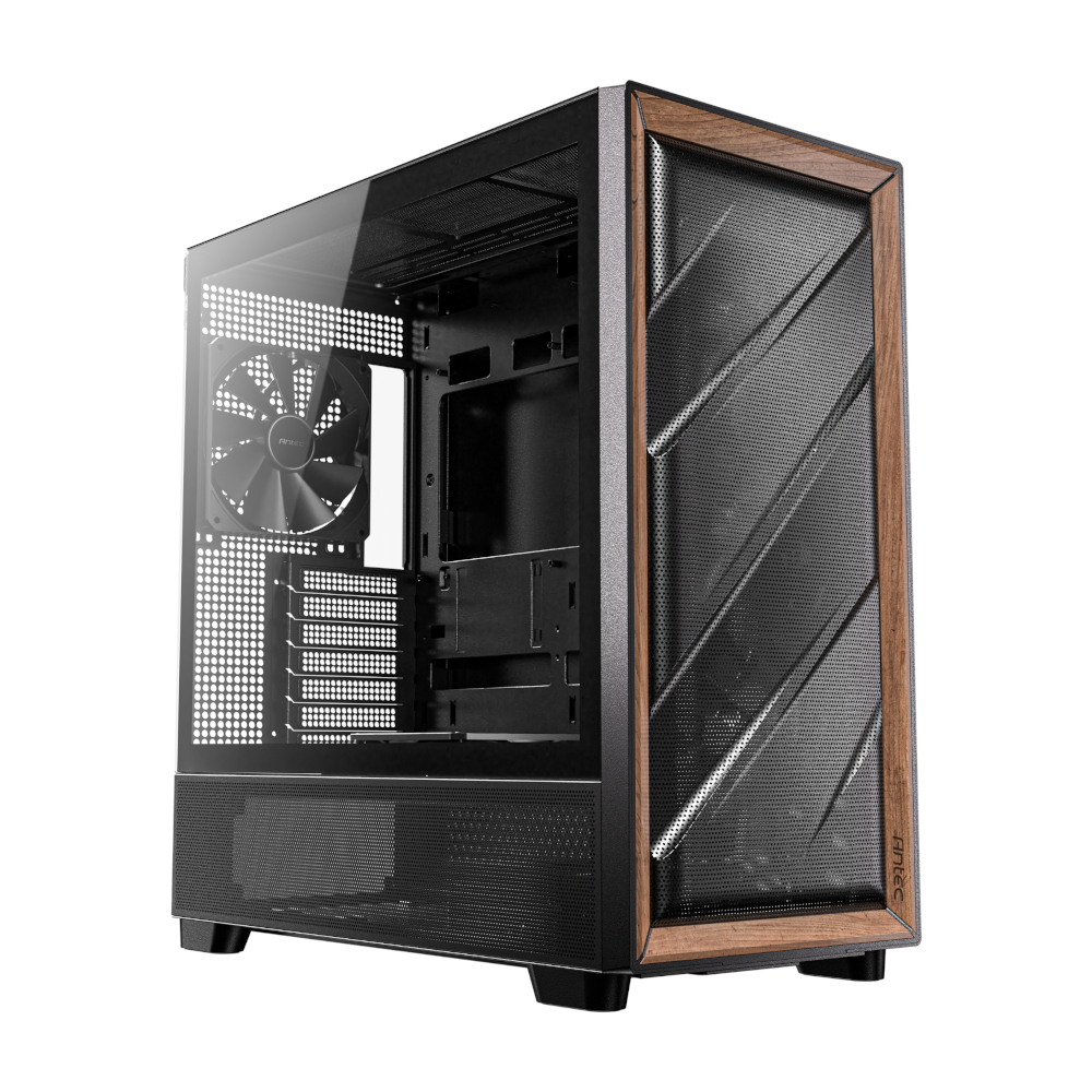Antec FLUX E-ATX | ATX | Micro-ATX | ITX Mid-Tower Gaming Chassis Wood Front Panel- Black