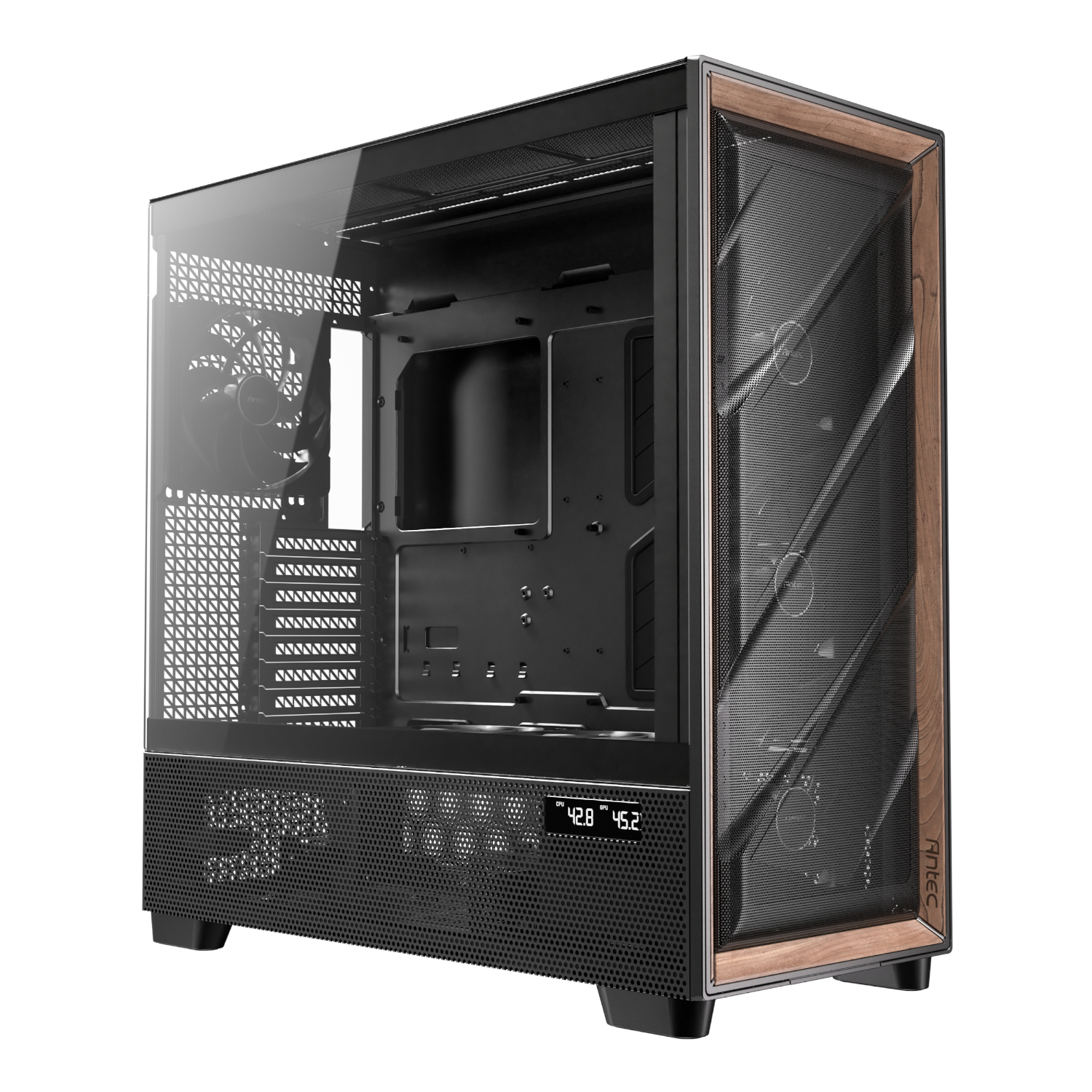 Antec FLUX PRO E-ATX | ATX | Micro-ATX | ITX Full-Tower Gaming Chassis Wood Front Panel- Black