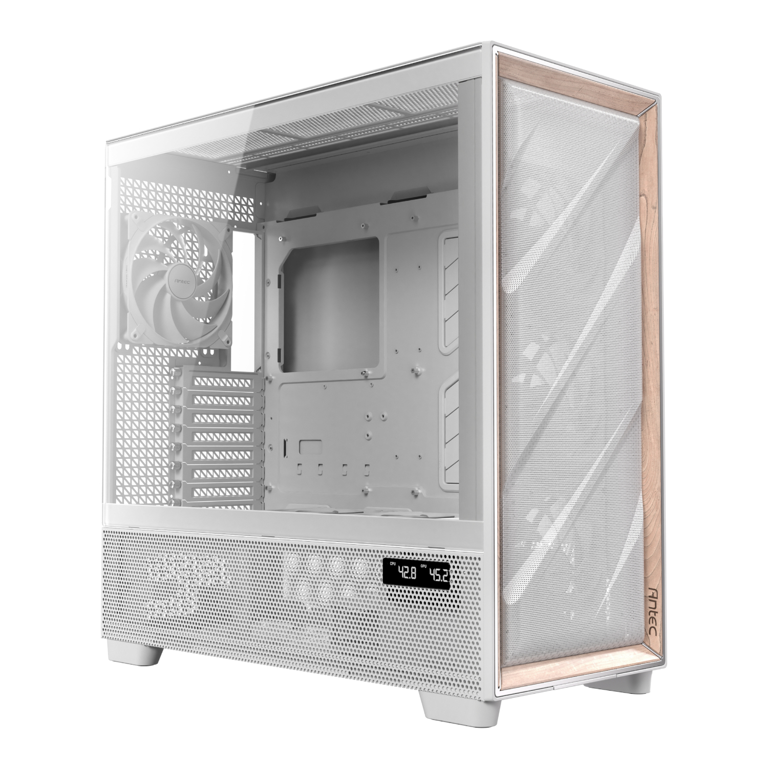 Antec FLUX PRO E-ATX | ATX | Micro-ATX | ITX Full-Tower Gaming Chassis Wood Front Panel- White