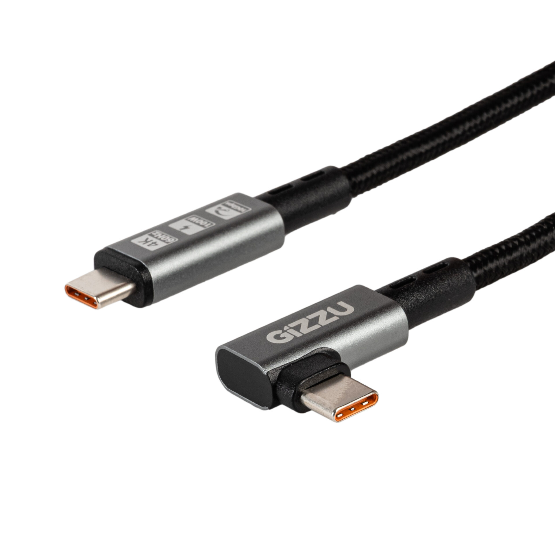 Gizzu Type-C 3.2 to Type-C 10Gbps 100W Angled Cable 1M Poly