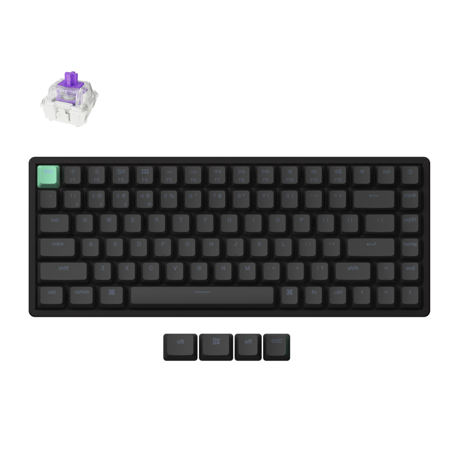 Keychron K2 HE 75% Magnetic Switch Hot-Swap Gateron Dbl-Rail Nebula Switch RGB Wireless Keyboard - Black (Al)