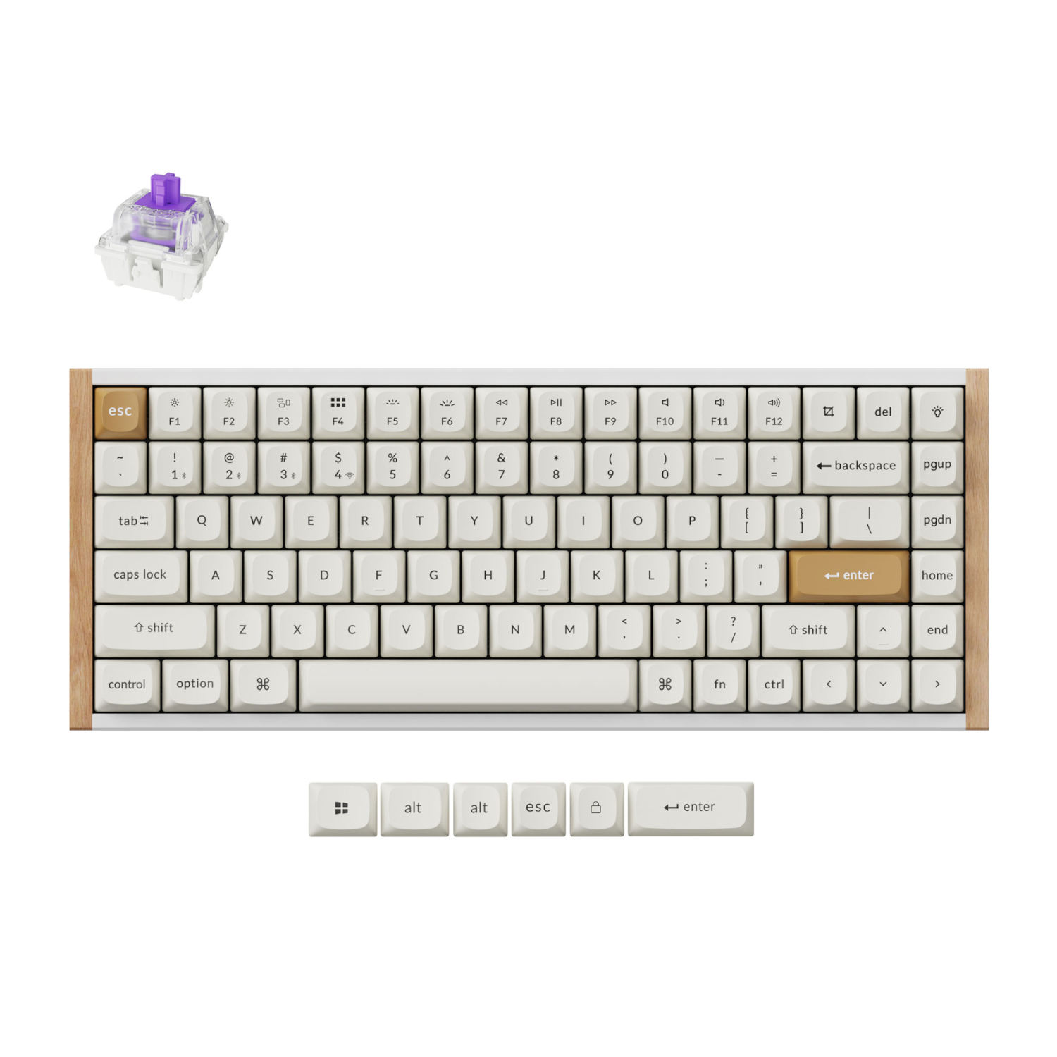 Keychron K2 HE 75% Magnetic Switch Hot-Swap Gateron Dbl-Rail Nebula Switch RGB Wireless Keyboard - White (Wood + Al)