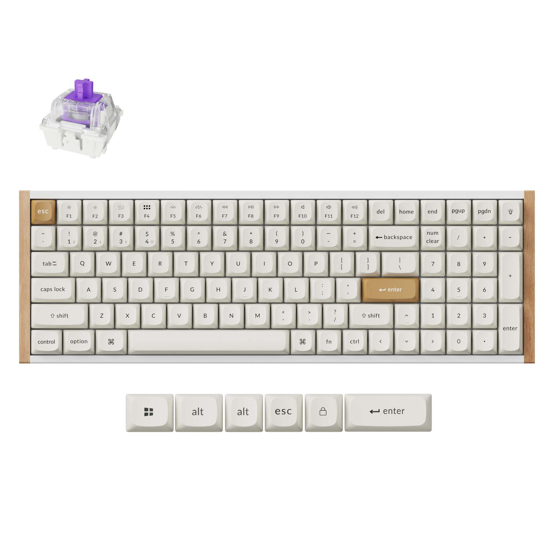 Keychron K4 HE 96% Magnetic Switch Hot-Swap Gateron Dbl-Rail Nebula Switch RGB Wireless Keyboard - White (Wood + Al)