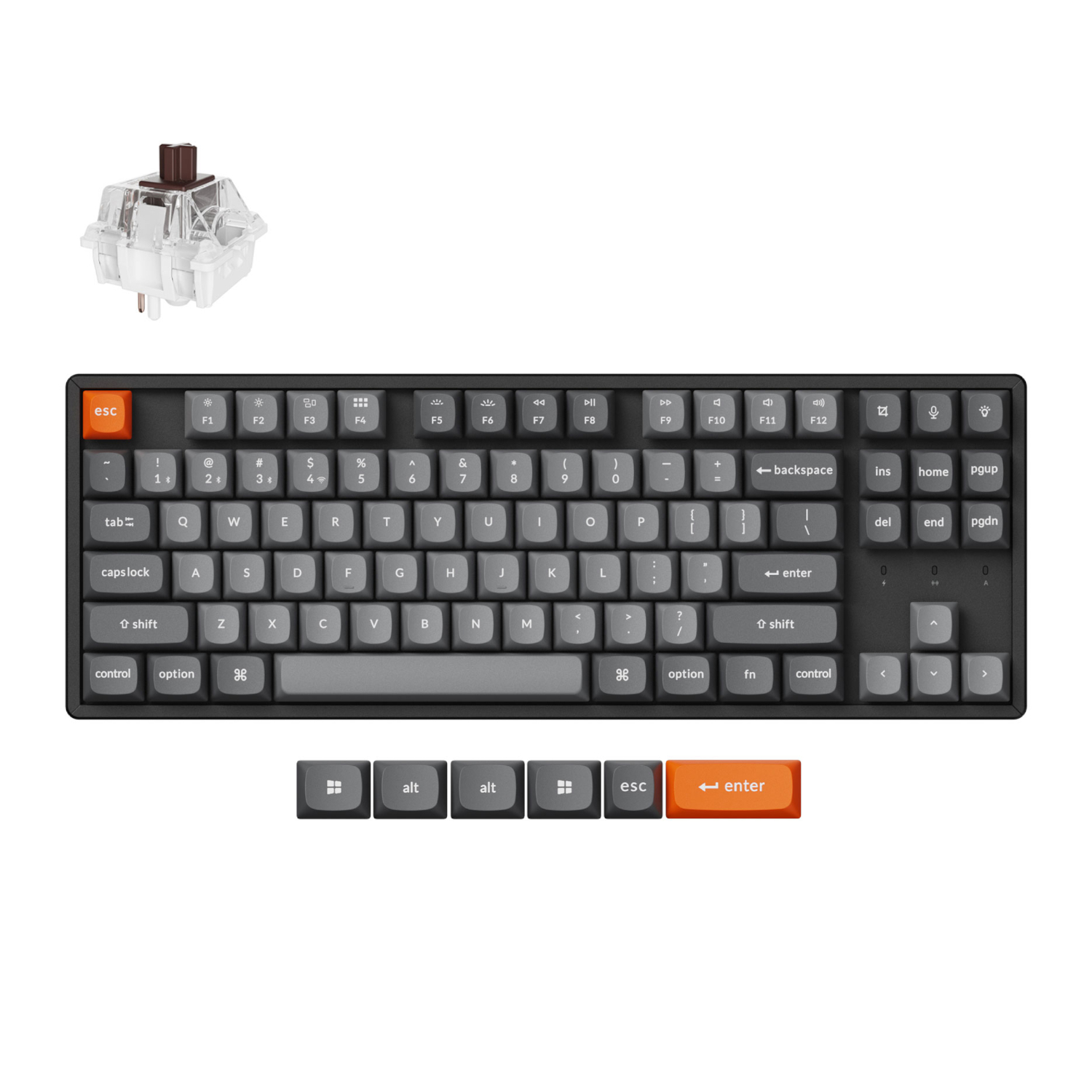Keychron K8 Max 80% TKL Super Brown Switches Hot-Swap Normal Profile RGB Wireless Keyboard