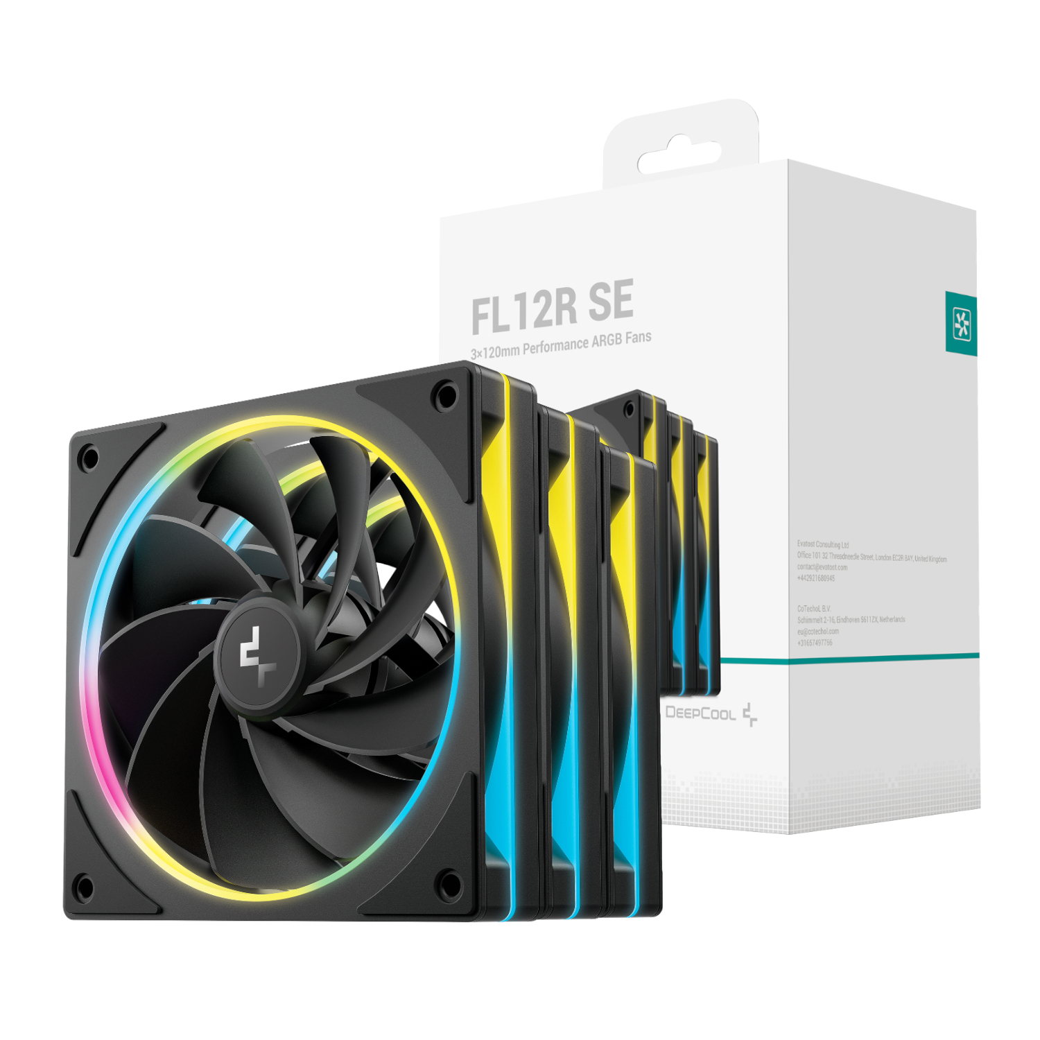 DeepCool FL12 3-in-1 ARGB 120mm PWM 3 Fan Pack - Black