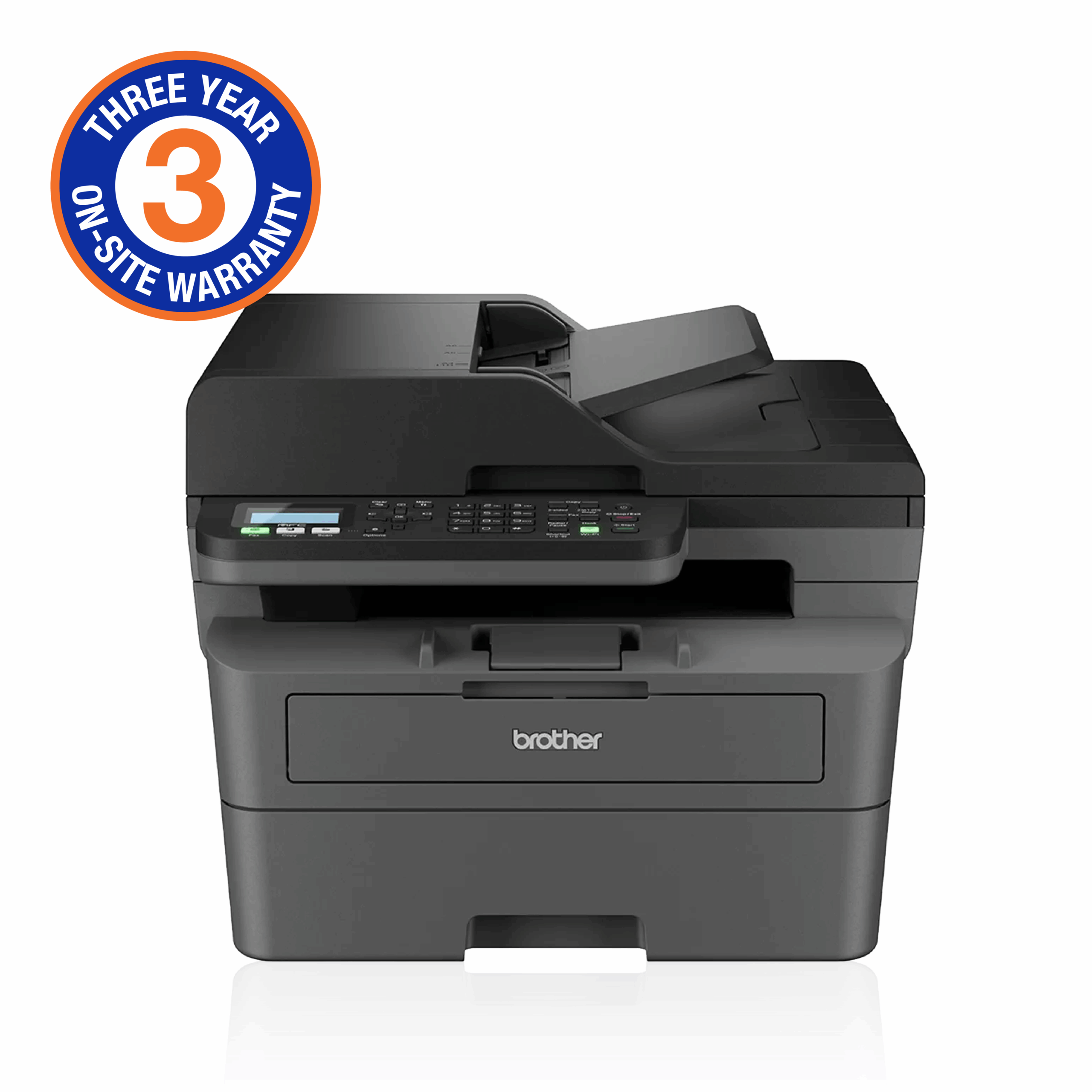 Brother Mid-Range Mono Laser MFC with Duplex printing and wired and wireless printing capabilities (3YR onsite)