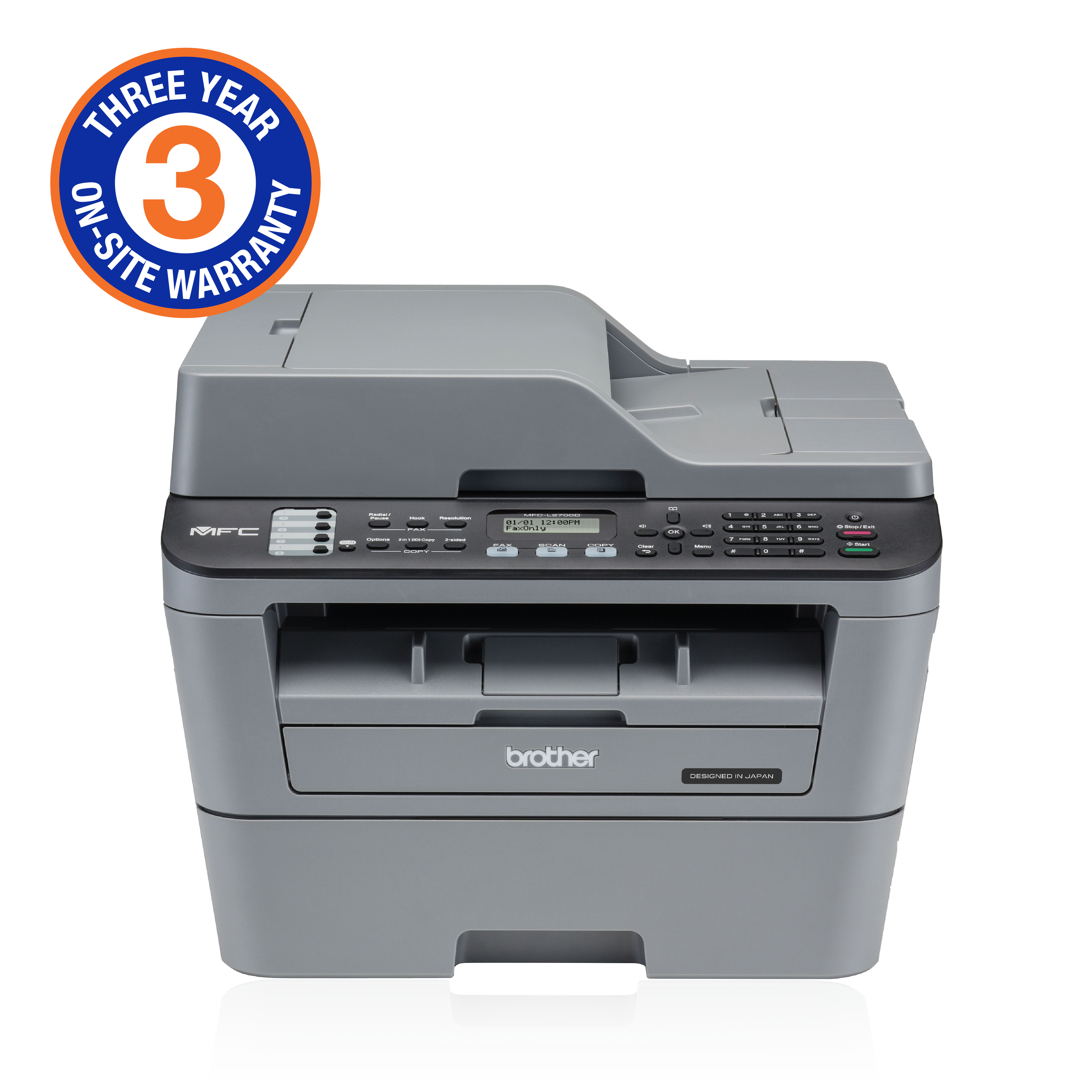 Brother Mid-Range Mono Laser MFC with Duplex printing and wired and wireless printing capabilities (3YR onsite)