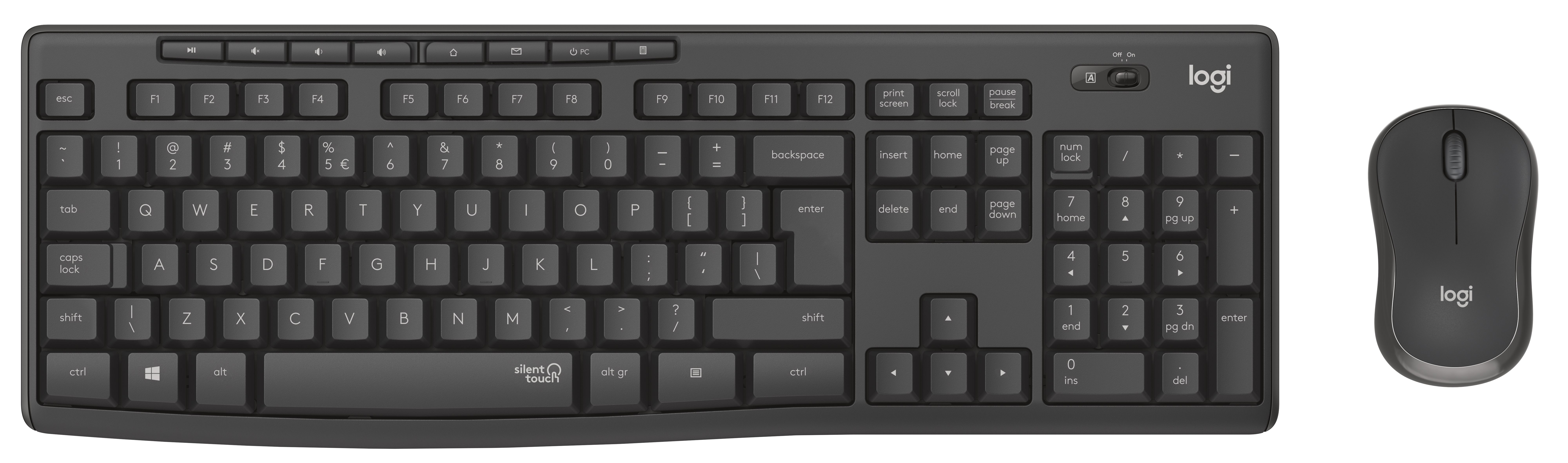Logitech MK295 - Wireless Keyboard and Mouse combo - Black - USB - Silent