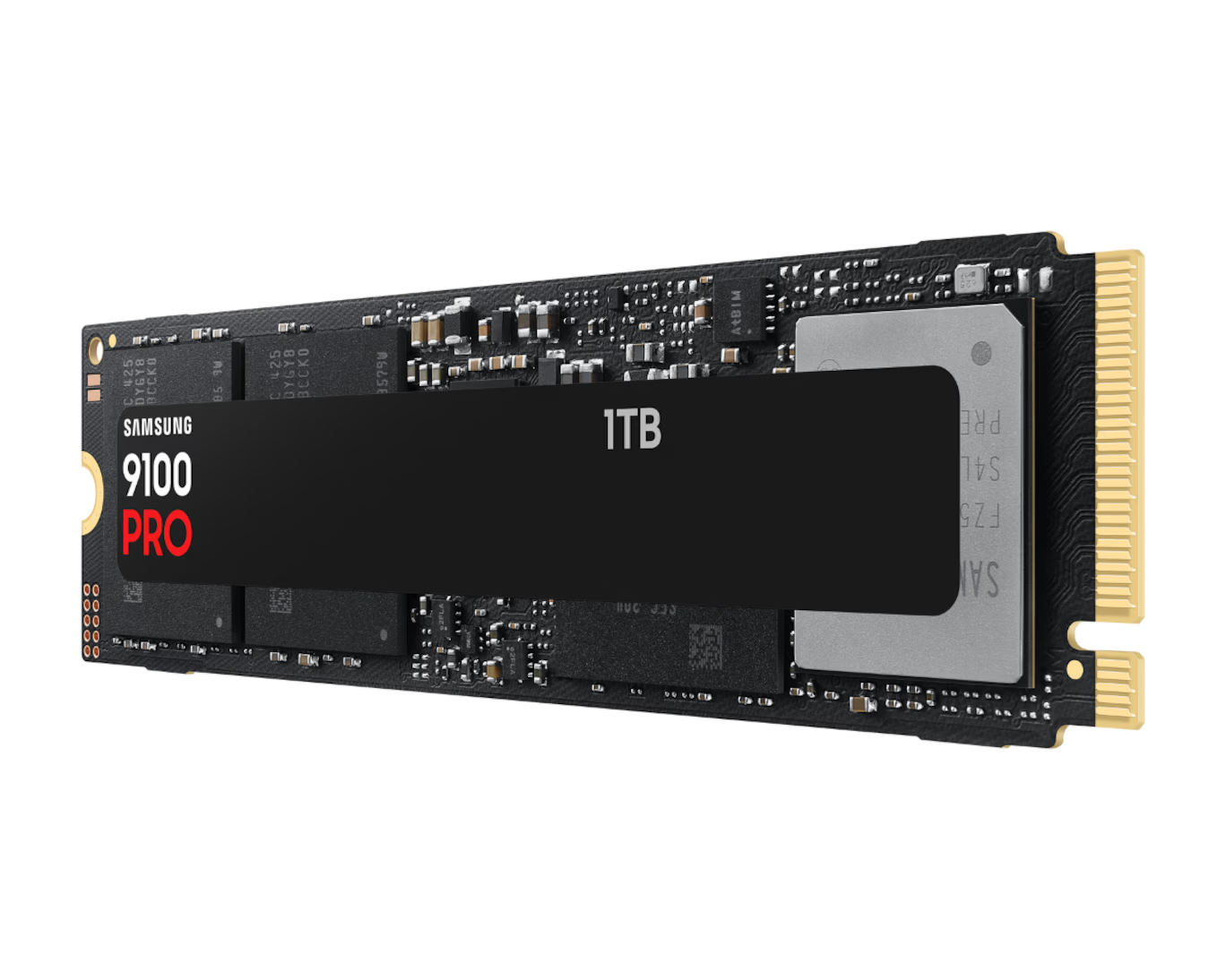 SAMSUNG 9100 PRO 1 TB NVMe SSD - Read Speed up to 14 700 MB/s  Write Speed to up 13 300 MB/s  Random Read up to 1 850 000 IOPS  Random Write up to 2 600 000 IOPS/ PCIe 5.0 x4  NVMe 2.0/ V-Nand TLC/ In-house controller/ 1GB Low Power DDR4X SDRAM  600TBW