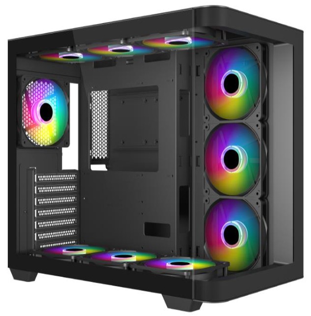 MECER Graphite Curved Gaming ATX Case W/3 +1 ARGB Fan (PSU Excluded).