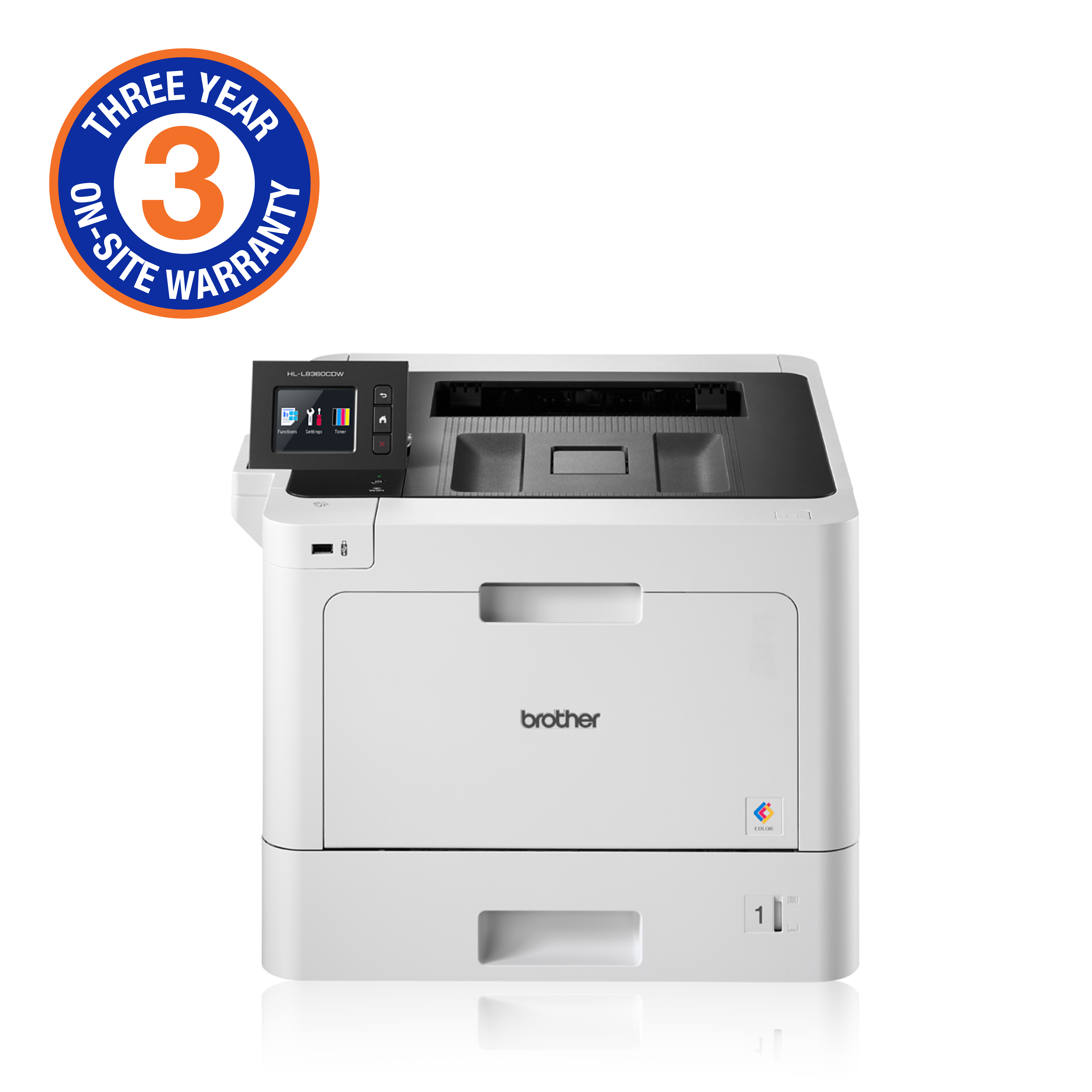 Brother High-Speed Colour Duplex Laser Printer with wired and wireless networking capability (3YR onsite)