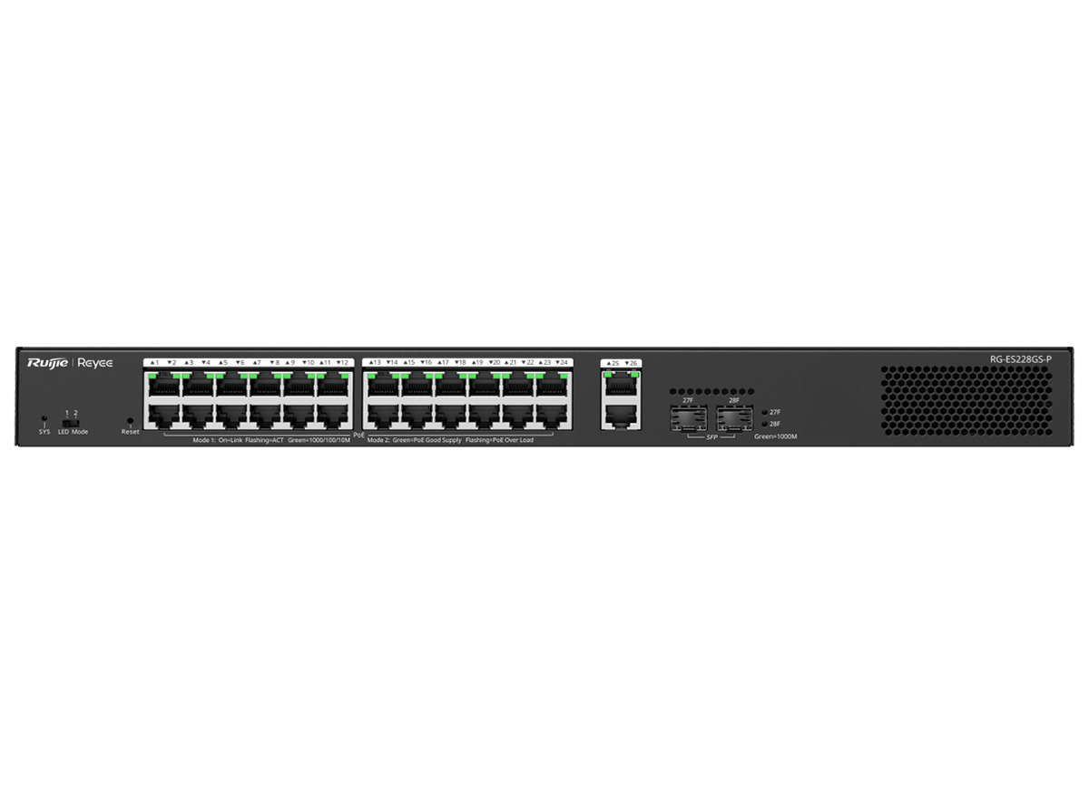 Reyee 26 Port Gigabit with 24 PoE 370W 2SFP Smart Managed Switch | RG-ES228GS-P