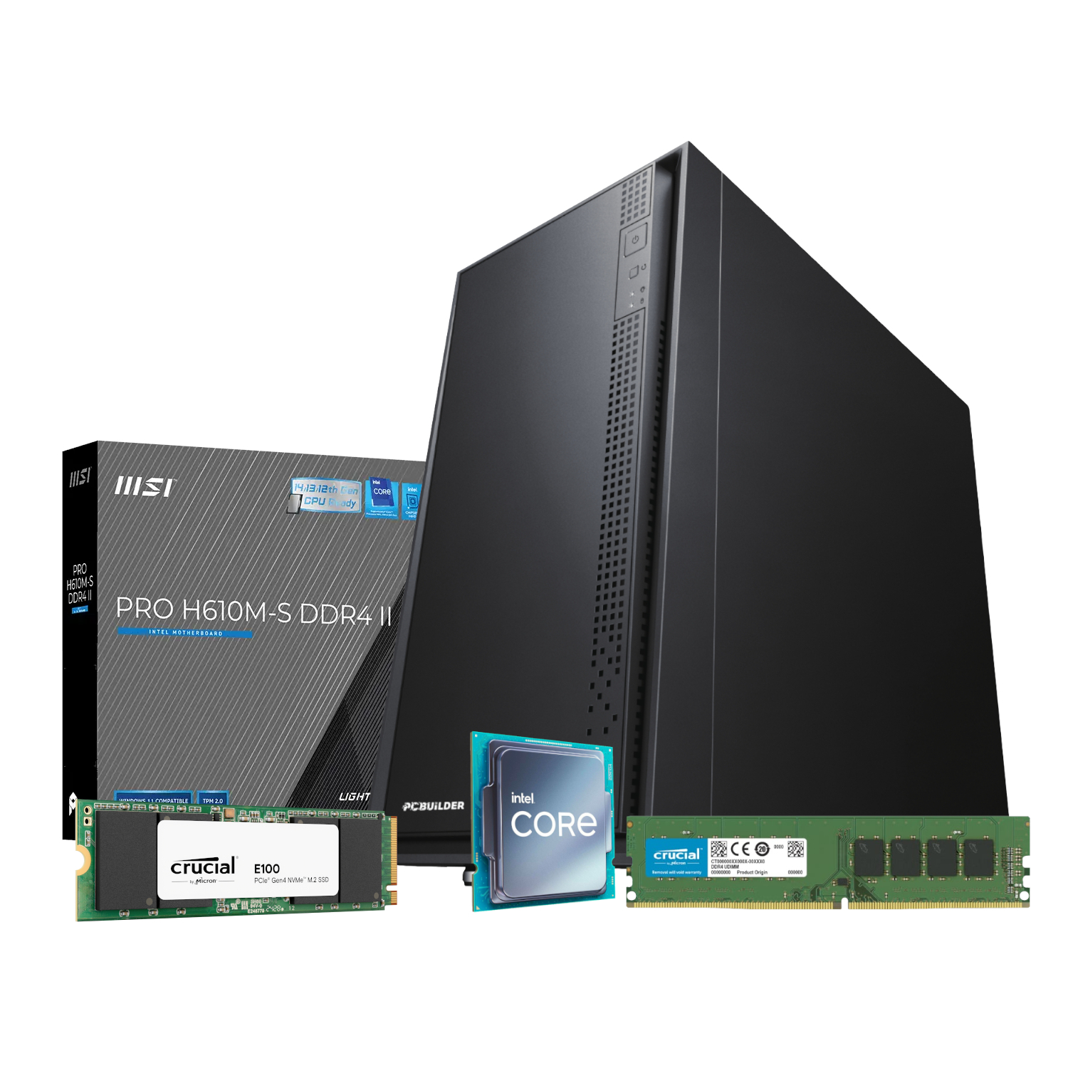 PCBuilder Intel i3-14100 OFFICE Master Windows 11 Desktop PC