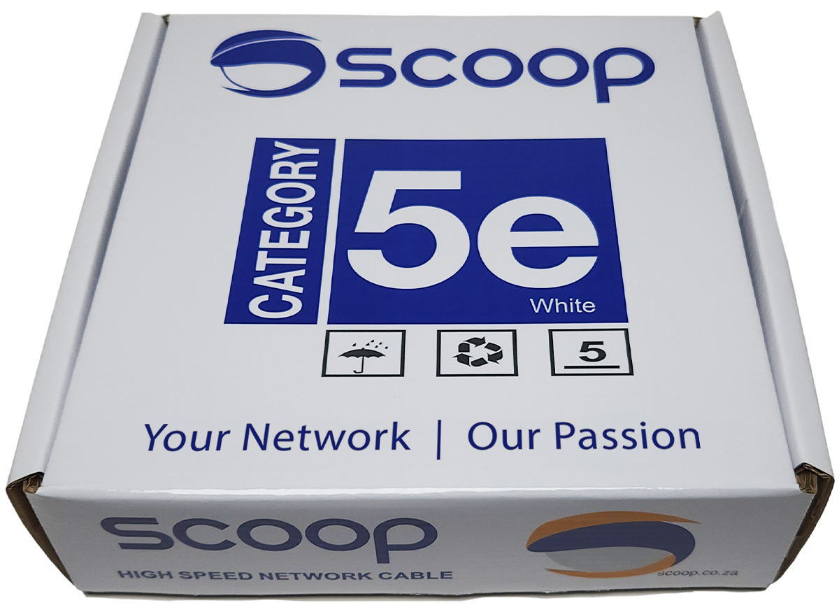 Scoop 100m Box Cat5e CCA White UTP Cable