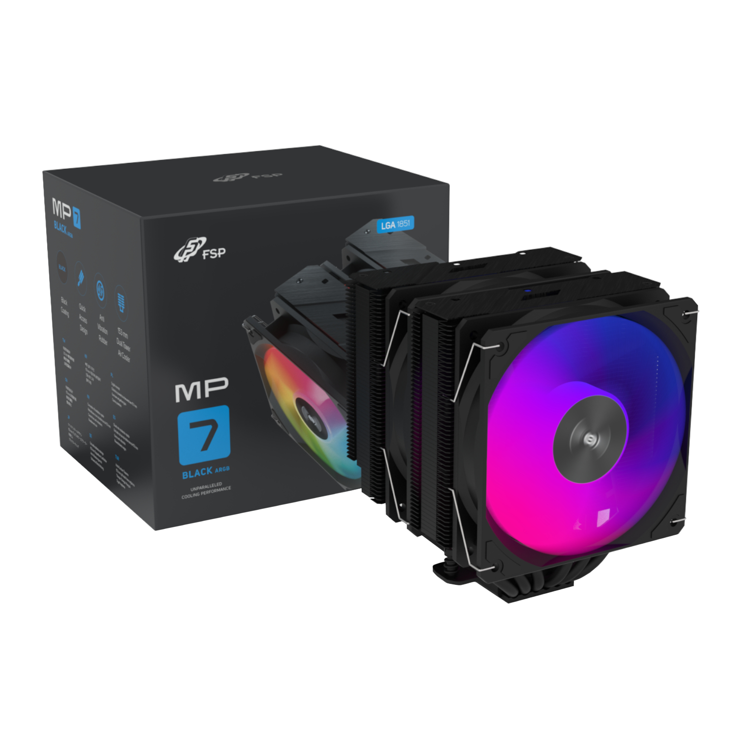 FSP NP7-B 120mm ARGB Dual Tower CPU Air Cooler Black
