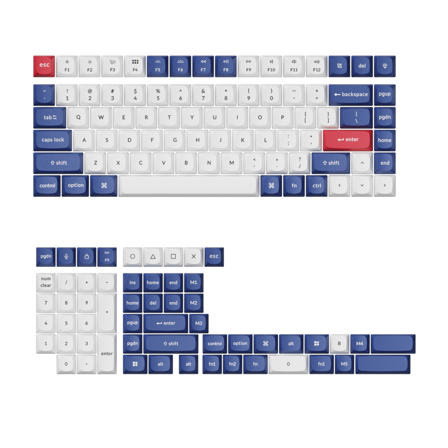 Keychron double shot PBT OSA keycap set - Blue and White