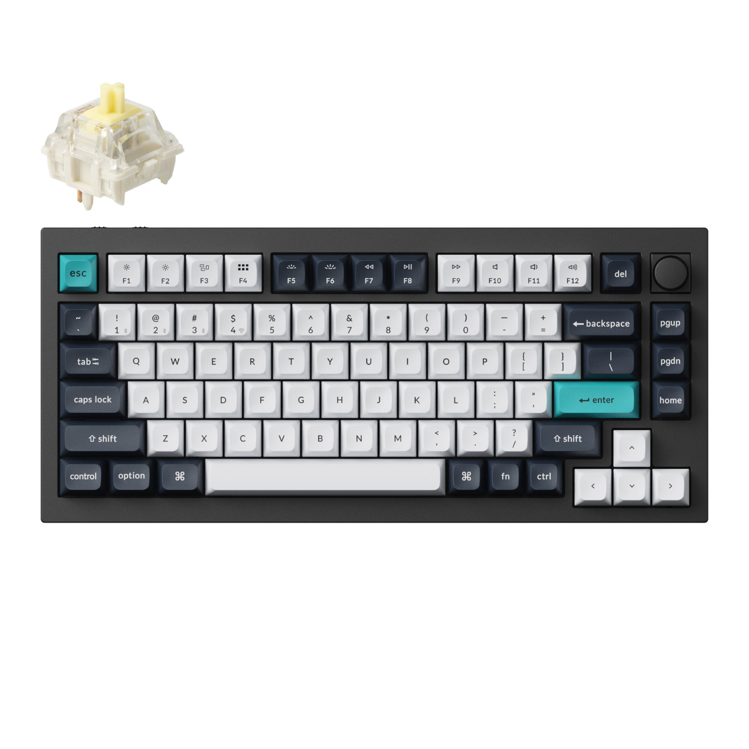 keychron Q1 Max ANSI 75% layout 81 Key Carbon Black Full Assembled Knob Banana Switch RGB Hot-Swap Gateron Jupiter Wireless / Wired / 2.4GHz Normal Profile QMK Custom Keyboard