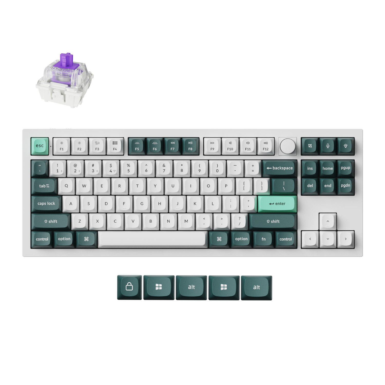 keychron Q3 HE ANSI 80% TKL 87 Key Shell White0SA Full Assembled Knob Magnetic Switch RGB Hot-Swap Gateron Double-Rail Magnetic Nebula Switch Wireless / Wired / 2.4GHz Normal Profile QMK Custom Keyboard