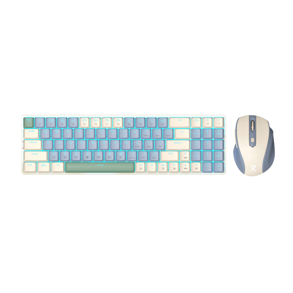 REDRAGON Wireless Mechanical Keyboard and Mouse Combo - Cream and Blue