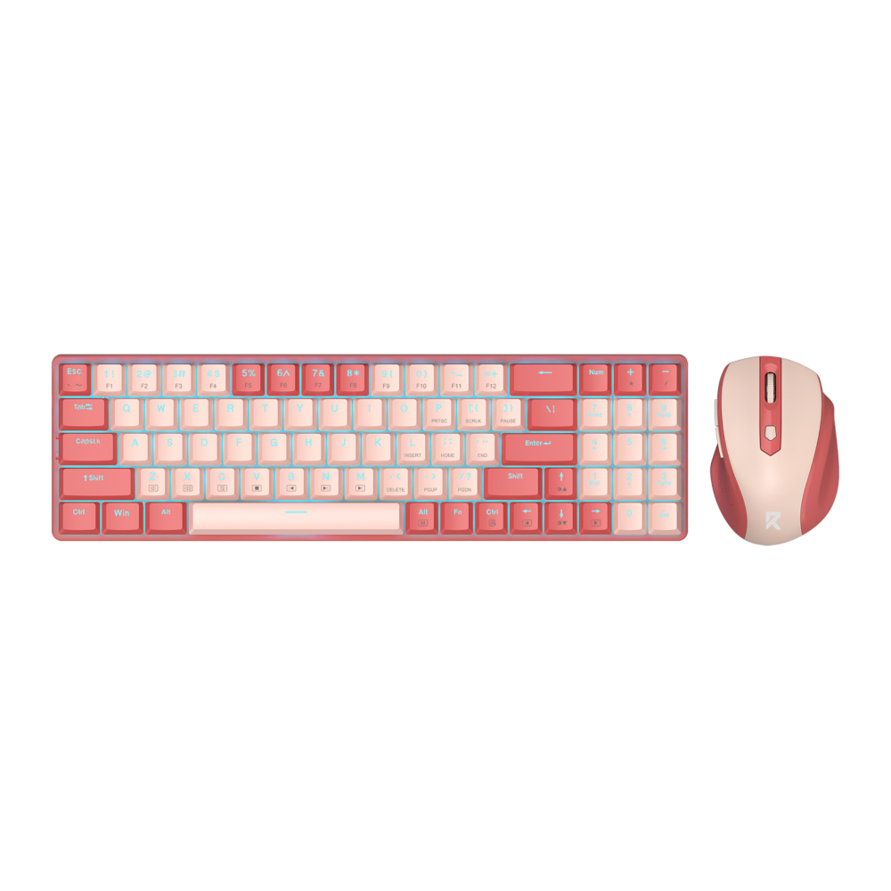REDRAGON Wireless Mechanical Keyboard and Mouse Combo - Red and Pink