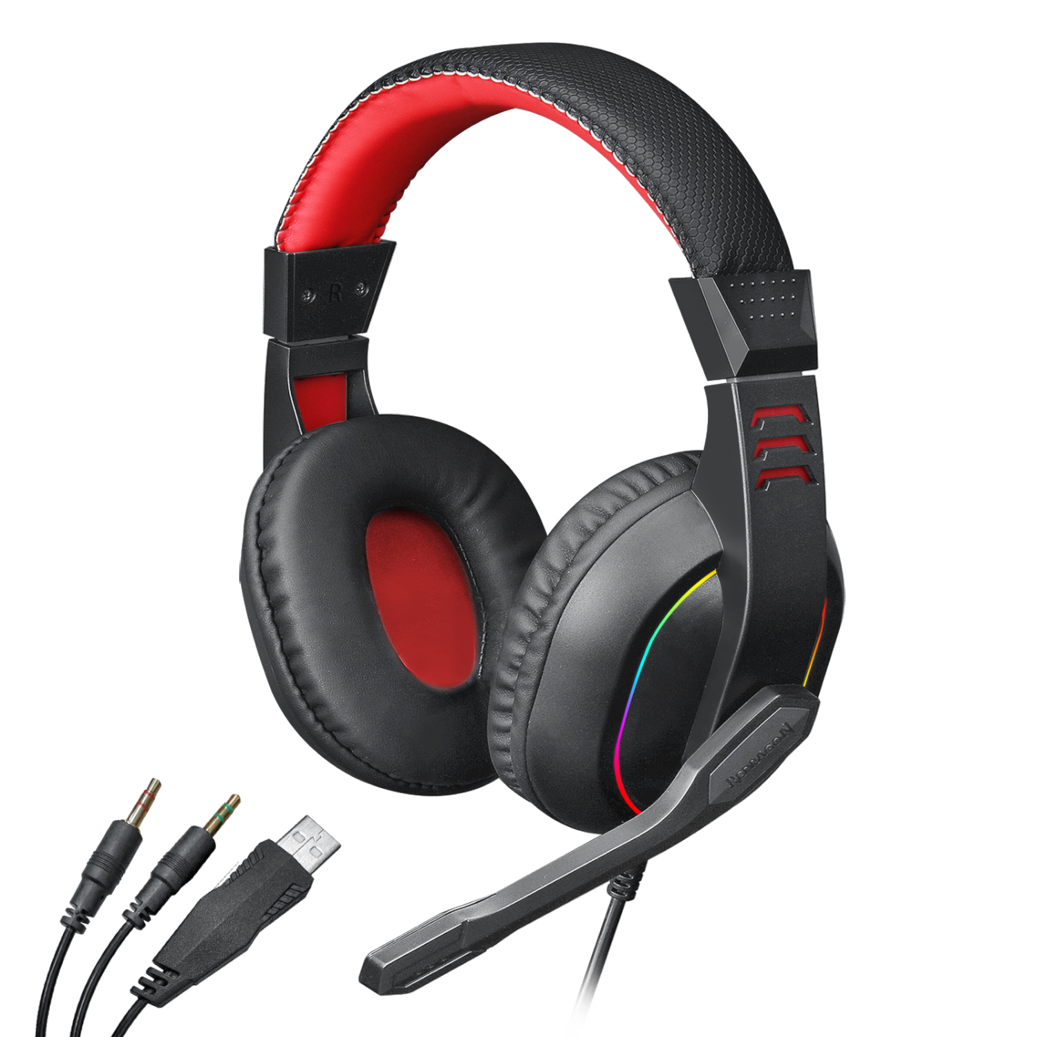 REDRAGON Over-Ear ARES RGB Aux Gaming Headset - Black