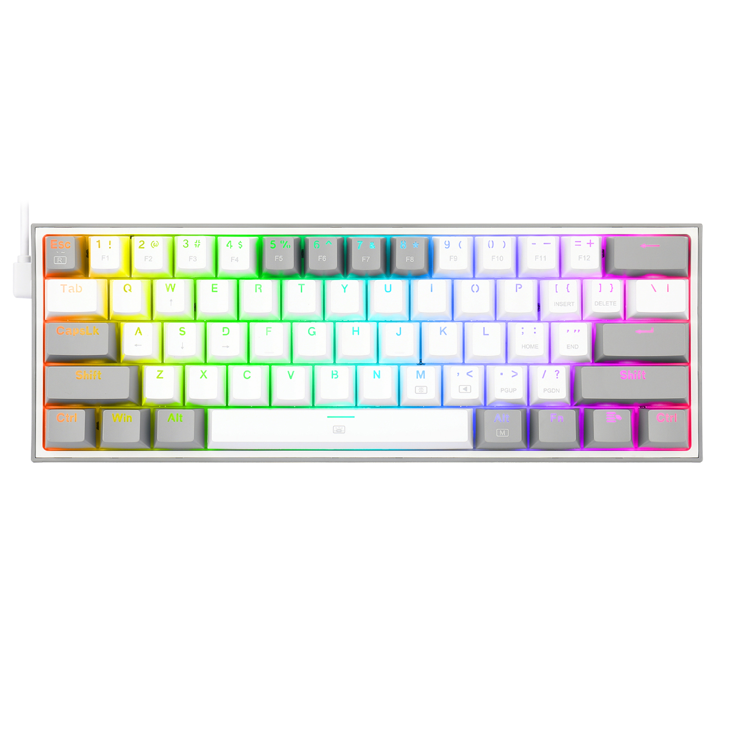 REDRAGON FIZZ Wired Mechanical Keyboard RGB 61Key Design - Grey/White