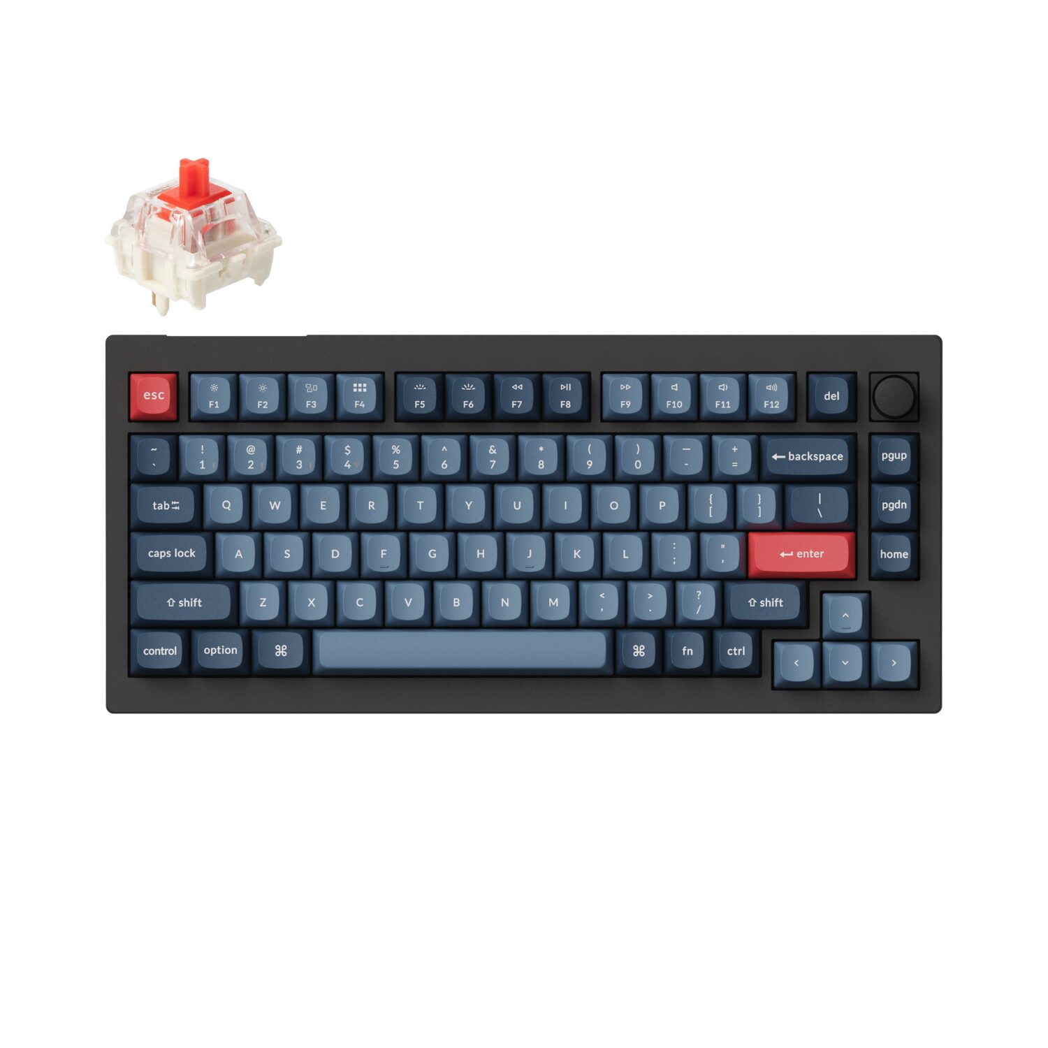 Keychron V1 MAX 75% Red Switch Hot-Swap Gateron Jupiter RGB Wireless Keyboard - BK