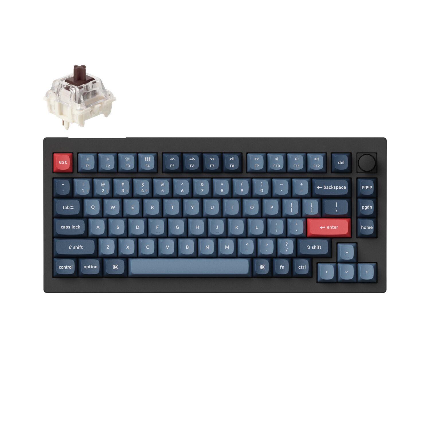 Keychron V1 MAX 75% Brown Switch Hot-Swap Gateron Jupiter RGB Wireless Keyboard - BK